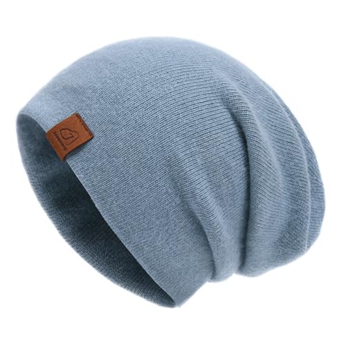 jaxmonoy Slouchy Knit Beanies Winter Hats for Women Men Soft Warm Reversible Slouch Cuffed Skull Knitted Beanie Cap - color: Blue