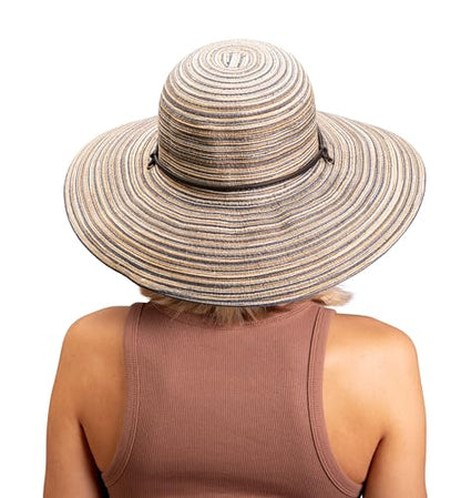 Sloggers Women's Wide Brim Braided Sun Hat with Wind Lanyard - UPF 50+ Maximum Sun Protection - color: Earth Brown