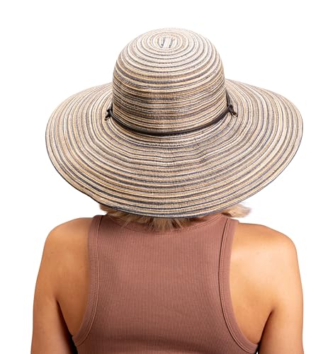 Sloggers Women's Wide Brim Braided Sun Hat with Wind Lanyard - UPF 50+ Maximum Sun Protection - color: Earth Brown