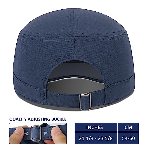 GADIEMKENSD Stretch Army Cap Cadet Military Hats Flat Top Baseball Cap Short Bill Breathable - color: Dark Blue