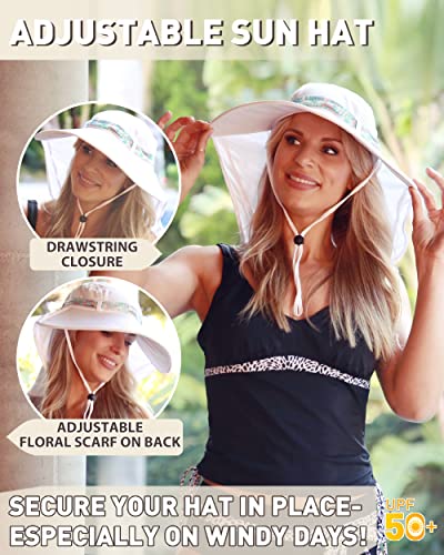 Tirrina Women's Sun Hat Wide Brim, UV Protection Sun Hats for Women - color: White