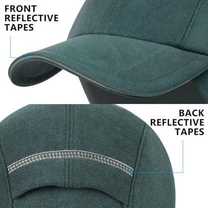 GADIEMKENSD Women's Winter Reflective Fleece Ponytail Hat with Drop Down Ear Warmer - color: Dark Green