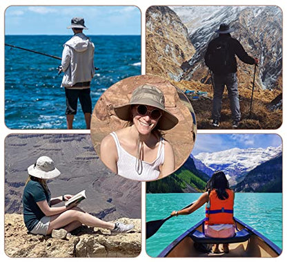 Muryobao Women Ponytail Sun Hat Summer UV Protection Cap Outdoor Foldable Mesh Wide Brim Bucket Hats for Beach Fishing Garden - color: Navy Blue
