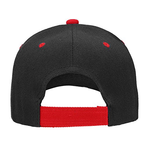 Falari Wholesale Bulk Lot 12-Pack Baseball Cap Adjustable Size Plain Blank Solid Color - color: Black/Red