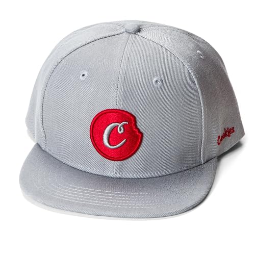Cookies C-BITE Twill Snapback Cap, Embroidered Logo - color: Grey / Red