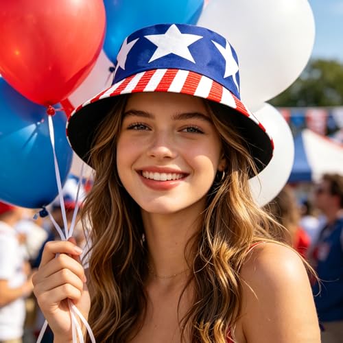 American Flag USA Bucket Hat Patriotic Sun Cap for Men Women Outdoor
