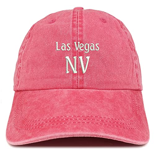 Trendy Apparel Shop Las Vegas NV Embroidered Pigment Dyed Washed Baseball Cap - color: Red