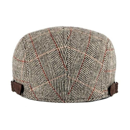 Newsboy Hat for Men Flat Cap Adjustable Tweed Ivy Gatsby Cabbie Hat - color: Plaid-khaki