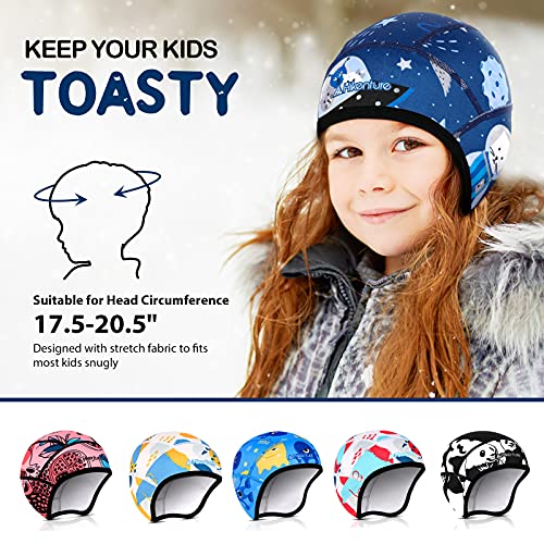 Hikenture Kids Skull Cap Helmet Liner Winter Hat for Boys and Girls Beanie Ski Hat with Thermal Fleece for Snow Sports… - color: Cat