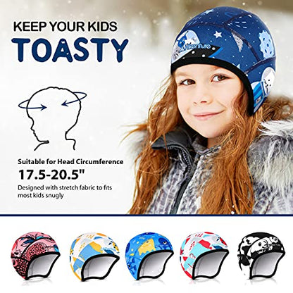 Hikenture Kids Skull Cap Helmet Liner Winter Hat for Boys and Girls Beanie Ski Hat with Thermal Fleece for Snow Sports… - color: Cat