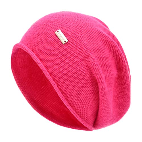 jaxmonoy Slouchy Knit Beanie Hat for Women Winter Soft Warm Ladies Laightweight Slouch Knitted Skull Beanies Cap - color: Rose