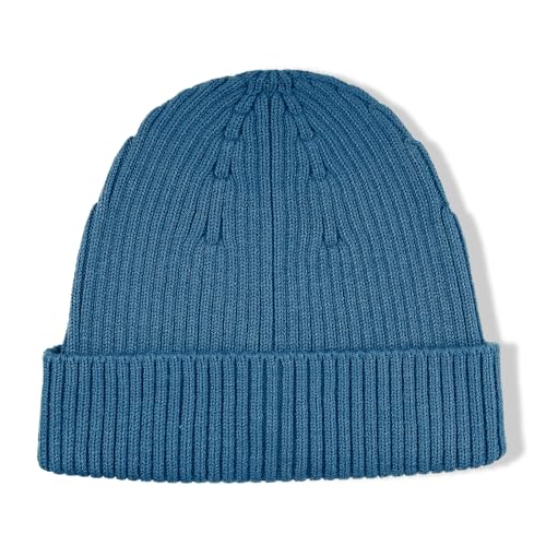 Clakllie Swag Beanie for Men Cuffed Thick Knitted Hat Warm Winter Hats Plain Stocking Skullcap Stretchy Fisherman Beanies Hat - color: Cdus-kh43-blue