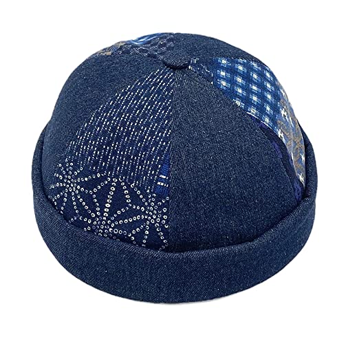 Vintage Old School Unisex Roll Cuff Brimless Sailor Docker Hat - color: 318-navy