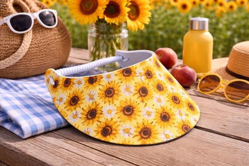 Women's Flower Design Lightweight Packable Foam Visor for Sun Protection & Outdoor Activities - color: Sunflower 9