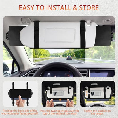 Sun Visor Extender for Car, Polarized Sun Glare Visor Extension, Universal Fit Auto Sunshade Blocker for UV Protection, Easy to Install