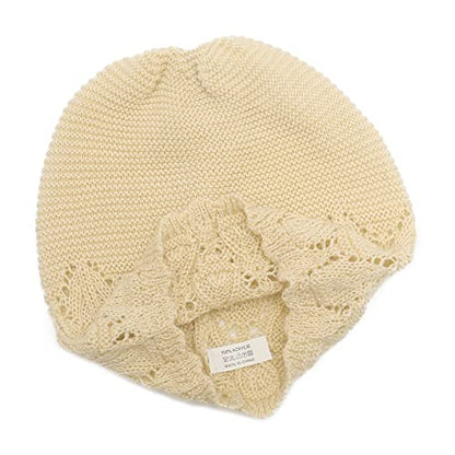 ZLYC Crochet Slouchy Beanie for Women Soft Lightweight Skull Cap - color: Solid Beige