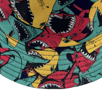 Quanhaigou Bucket Hats Unisex Summer Travel Beach Fisherman Cap for Men Women Teens - color: Colorful Shark