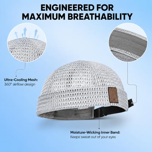 2-Pack Brimless Hats for Men,Adjustable Breathable Lightweight Brimless Cap