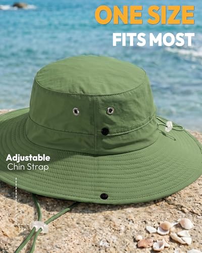Women Sun Hat with Ponytail Hole Wide Brim Bucket Sun Protection for Summer - color: Green