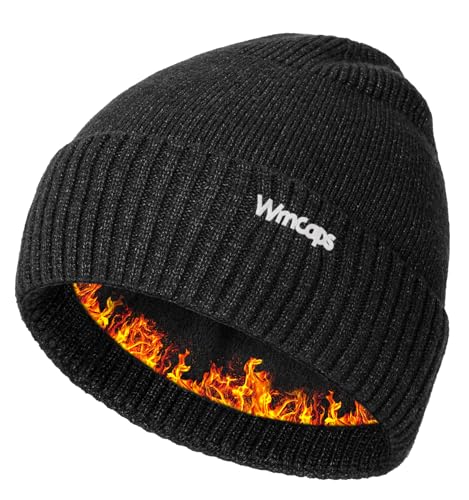 Wmcaps Winter Fleece Lined Beanie Stocking Cap with Reflective Logo - color: Slate Grey