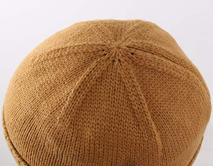 Home Prefer Mens Winter Hat Knit Earflap Hat Stocking Caps with Ears Beanie Hat - color: Camel