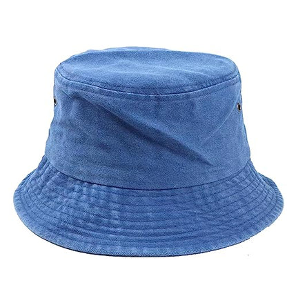 Premium Cotton Bucket Hats,Packable Hats for Men Women,Summer Bucket Hat,Fishing Sun Hats - color: Blue