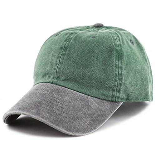 The Hat Depot 100% Cotton Pigment Dyed Low Profile Dad Hat Six Panel Cap - color: Green