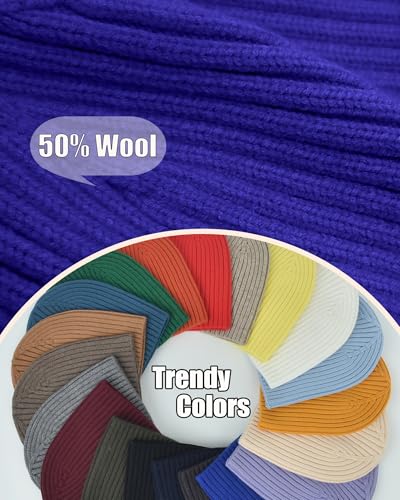 ROYBENS Wool Beanie for Men Women, Seamless Knit Warm Winter Hat Skull Caps - color: 1pcs-blue