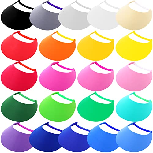 Sureio 22 Pcs Foam Sun Visors for Women with Coil Bands Bulk - color: Classic Colors,colorful