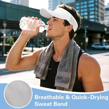 HH HOFNEN Sports Sun Visor Unisex Cooling Cap Lightweight Stretchy Packable - color: #2 White+black