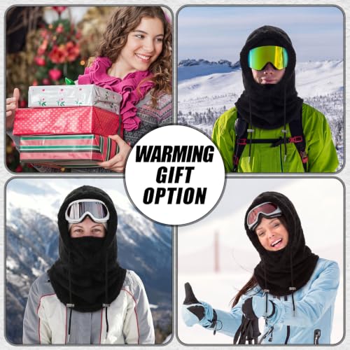 4 Pcs Winter Fleece Balaclava Ski Mask Glove Men Women - color: Black