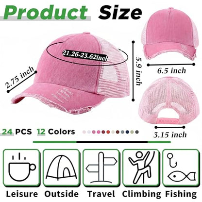 Suhine 24 Pcs Blank Trucker Hat Bulk,Unisex Baseball Cap - color: Fresh Color