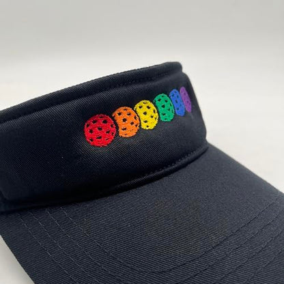 Embroidered Pickleball Visor Men Women,Gifts for Pickleball Lovers - color: Black, style: Rainbow Pickleball