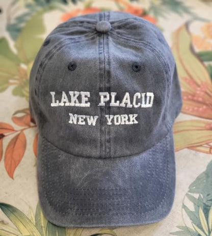 Lake Placid New York Embroidered Cotton Baseball Cap hat - color: Navy