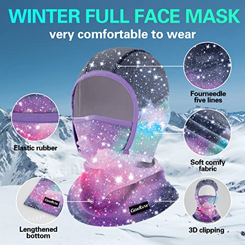 GoxRunx Kids Balaclava Ski Mask,Fleece Face Mask Neck Warmer for Boys Girls,Windproof Face Cover for Cold Weather - color: Starry Sky