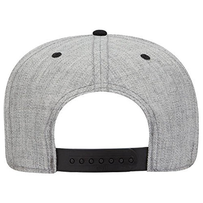 OTTO SNAP Wool Blend Twill Round Flat Visor 6 Panel Pro Style Snapback Hat - color: Blk/H.gry/H.gry