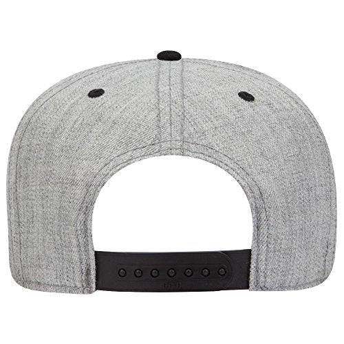 OTTO SNAP Wool Blend Twill Round Flat Visor 6 Panel Pro Style Snapback Hat - color: Blk/H.gry/H.gry