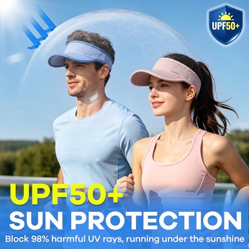 Sukeen Sports Sun Visor Women Men Lightweight Quick-Dry Visor Hat with Sunglasses Slots Athletic Visor for Golf, Tennis - color: Pink