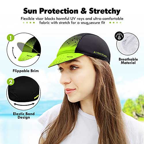 Hikenture Cycling Cap,Cooling Skull Cap Bike Hat with Sun Visor, Summer Breathable Helmet Liner Biking Cap for Men Women - color: Yellow