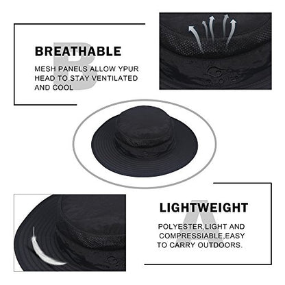 YR.Lover Outdoor UV Sun Protection Wide Brim Fishing Cap with Removable Flap - color: Black