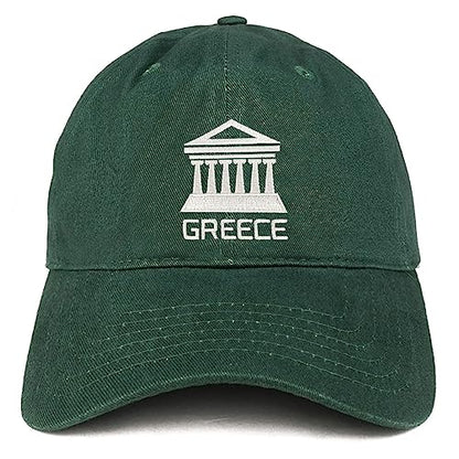 Trendy Apparel Shop Greece Embroidered Soft Crown 100% Brushed Cotton Cap - color: Hunter