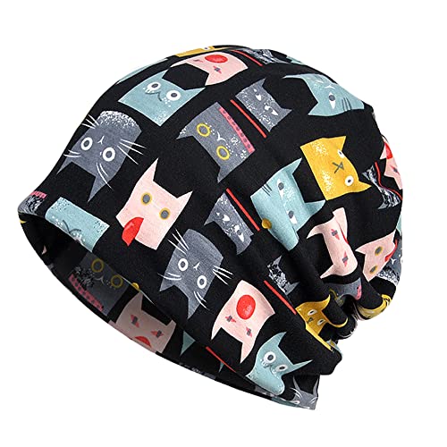 Slouchy Beanie Hip-Hop Soft Lightweight Summer Beanie Head Covering Adult Hats Cap for Men Women - color: Opentop Cat-1pk-blk