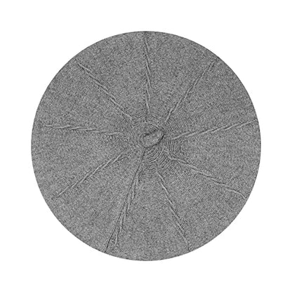 Gllutt Beret Hat French Style Stretchy Knitting Solid Color Both Side Usable - color: Grey