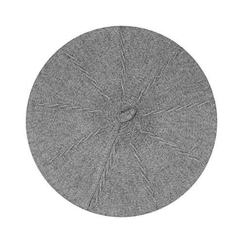 Gllutt Beret Hat French Style Stretchy Knitting Solid Color Both Side Usable - color: Grey