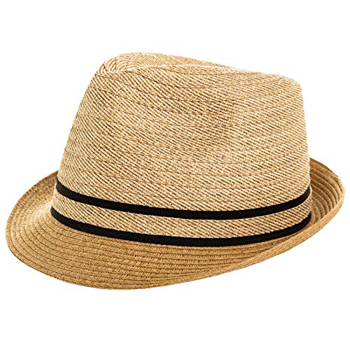 Comhats Oversize XXL Men Summer Straw Fedora Sun Hat Panama Derby Packable - color: 92569e_beige, size: XX-Large