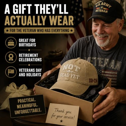 DD-214 Not Dead Yet Veteran Caps, Patriotic Baseball Cap, Patriotic Veteran Day Gifts for Retired Soldiers - color: Army Green