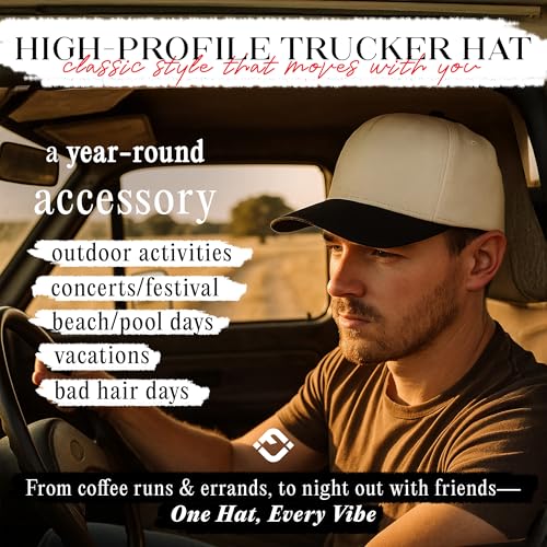 Funky Junque Adult Trucker Snapback Hat 2-Tone Baseball Cap - color: Black/Beige