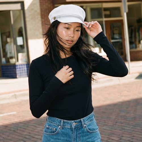 C.C Cotton Fisherman Cap for Women – Classic Fiddler Hat, Lightweight Breathable Cotton, Trendy Greek Fisherman Style - color: Cotton-white