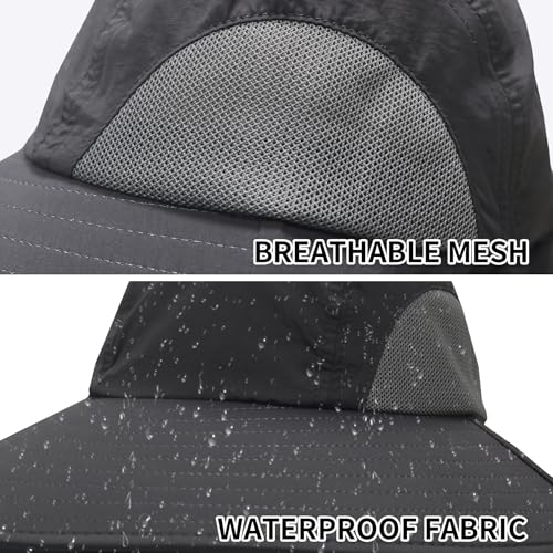 PFFY Sun Bucket Hats for Men Women UV Protection Sun Hat with Neck Flap - color: Solid Darkgray