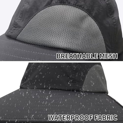 PFFY Sun Bucket Hats for Men Women UV Protection Sun Hat with Neck Flap - color: Solid Darkgray